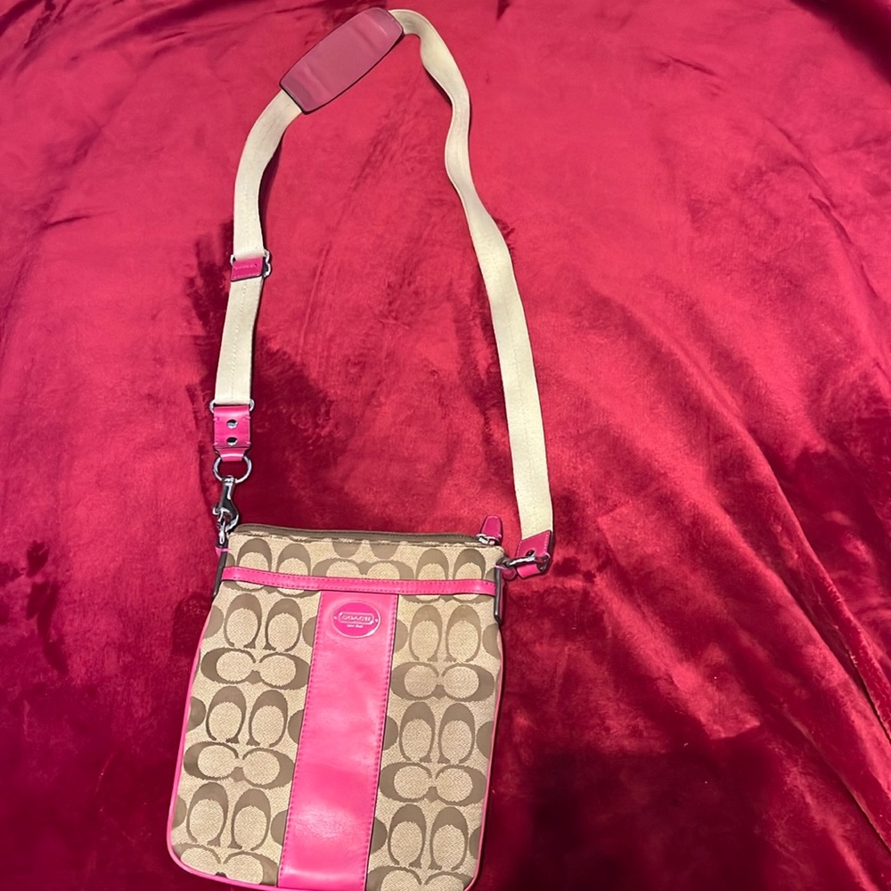 Coach Bag!!! beige and pink cross body bag!!